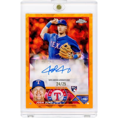 Josh Jung Texas Rangers Autographed 2023 Topps Chrome Sapphire Update Orange Refractor #USA-JJ #24/25 Rookie Card