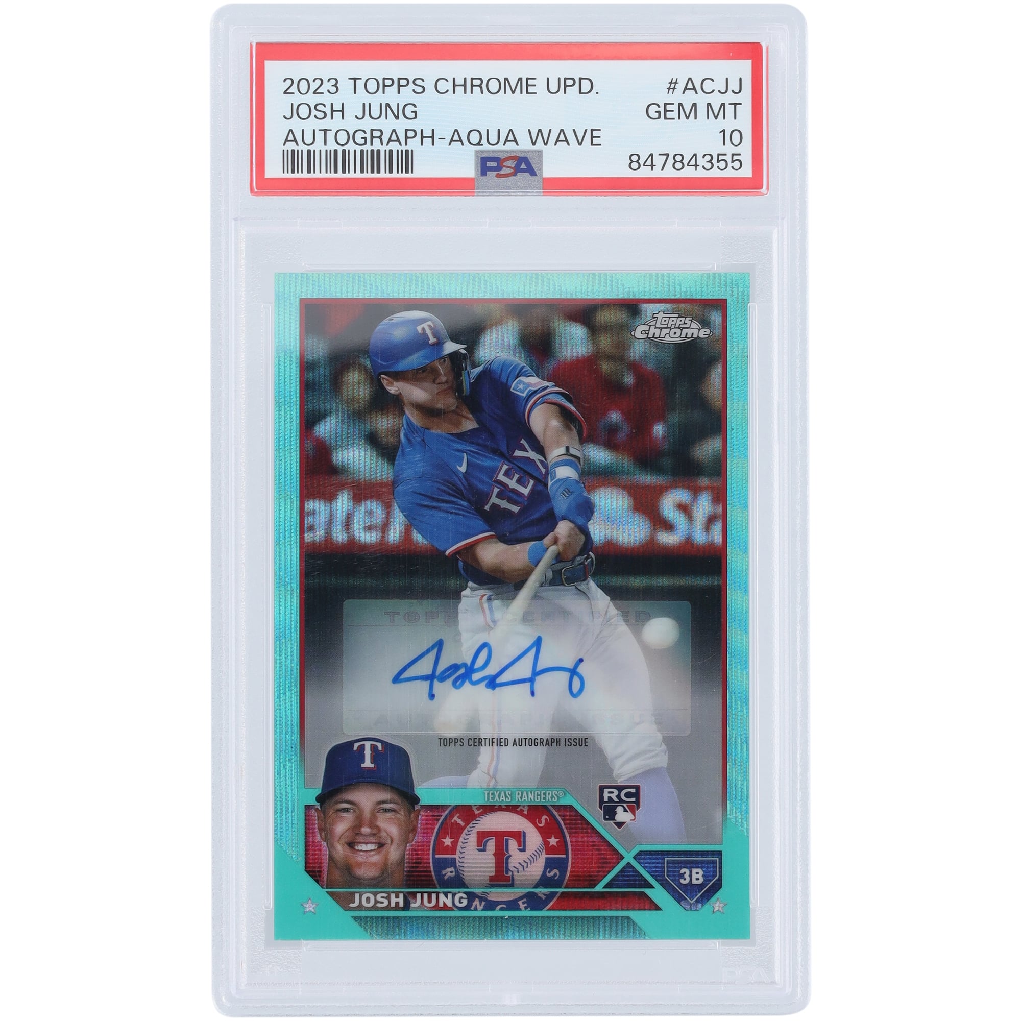 Josh Jung Texas Rangers Autographed 2023 Topps Chrome Update Aqua 