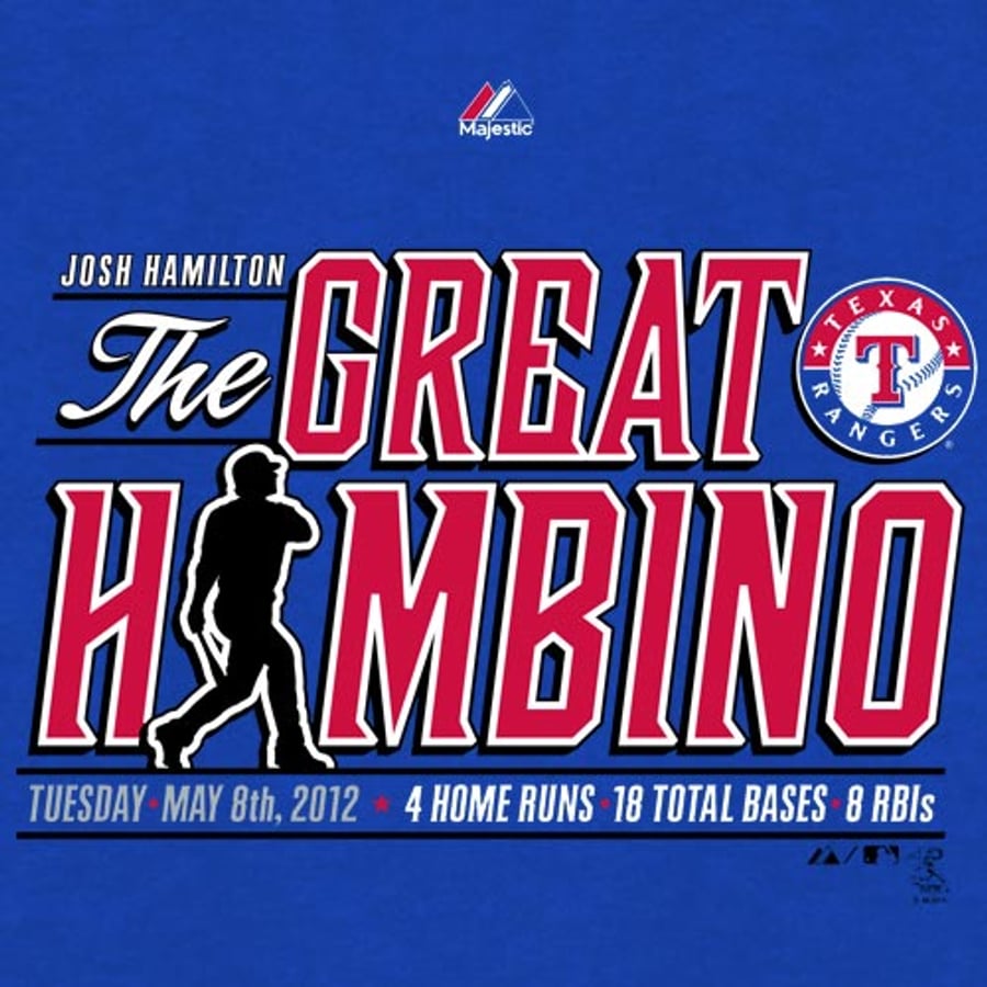 Majestic Josh Hamilton Texas Rangers Great Hambino Home Run Champion ...