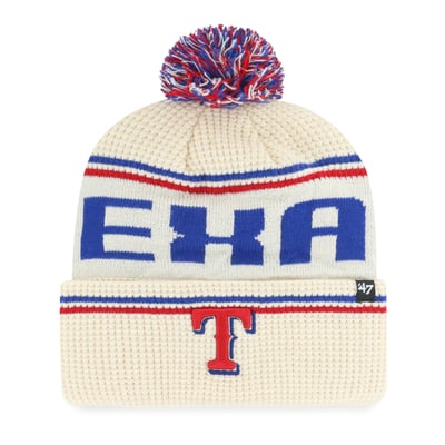 Texas Rangers '47 Quattrle Cuffed Knit Hat with Pom - Natural