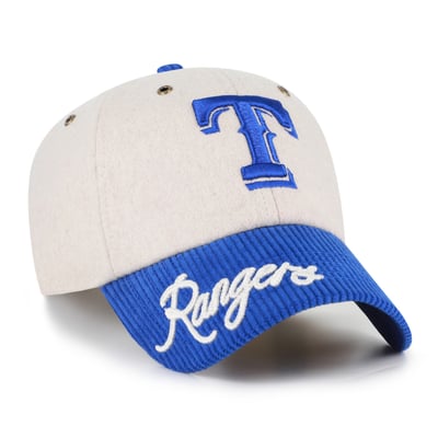 Texas Rangers '47 Rope Script Clean Up Adjustable Hat - Natural/Royal