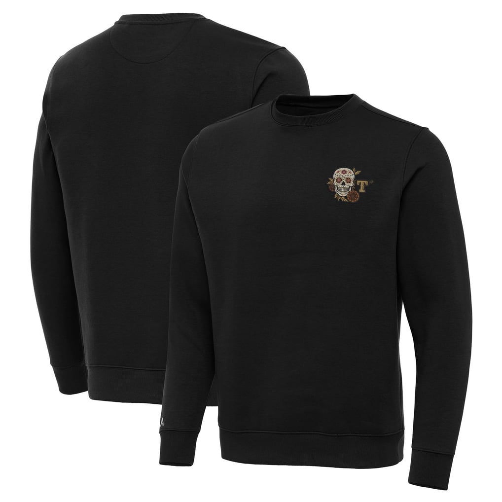 Antigua Texas Rangers Black Sugar Skull Victory Sweatshirt