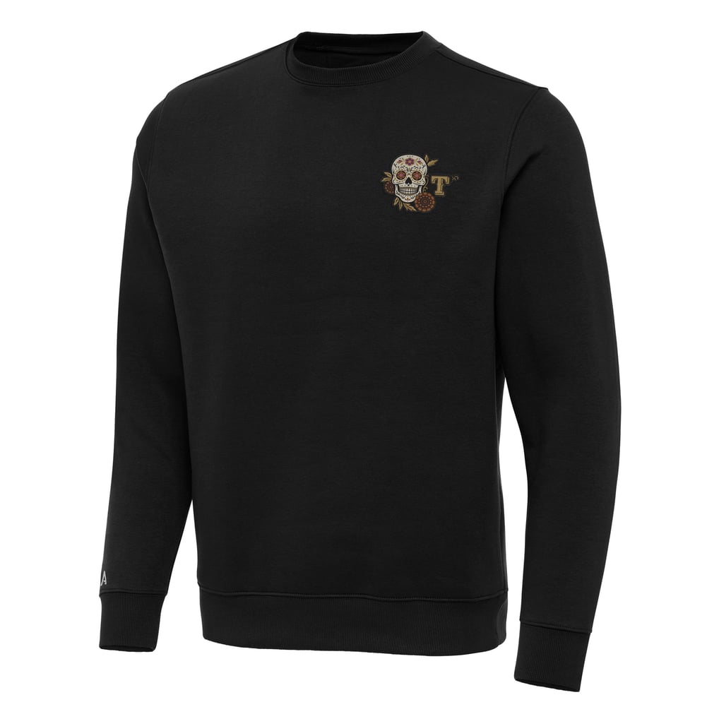 Antigua Texas Rangers Black Sugar Skull Victory Sweatshirt