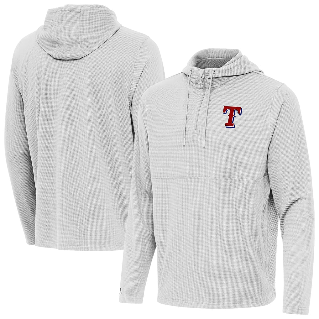 Texas Rangers Antigua Connected Quarter-Zip Pullover Hoodie - Gray