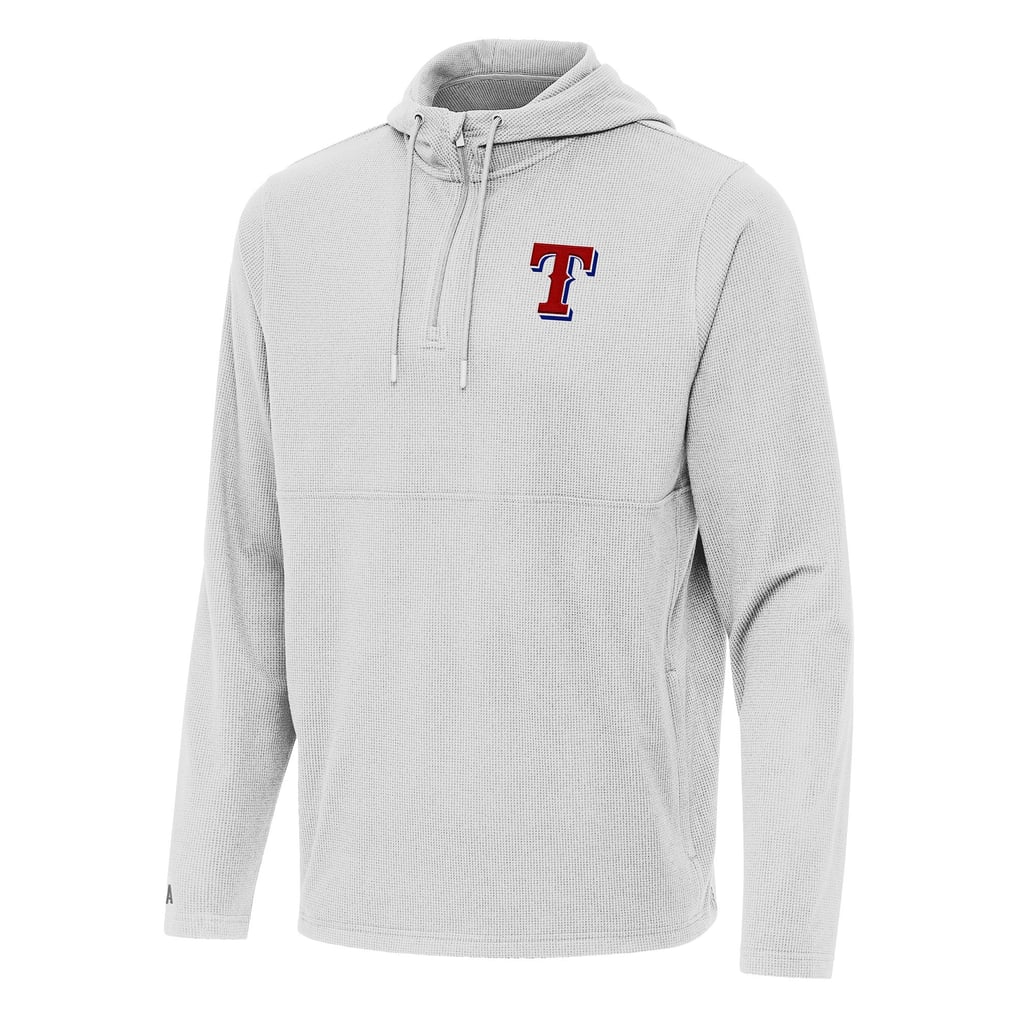 Texas Rangers Antigua Connected Quarter-Zip Pullover Hoodie - Gray