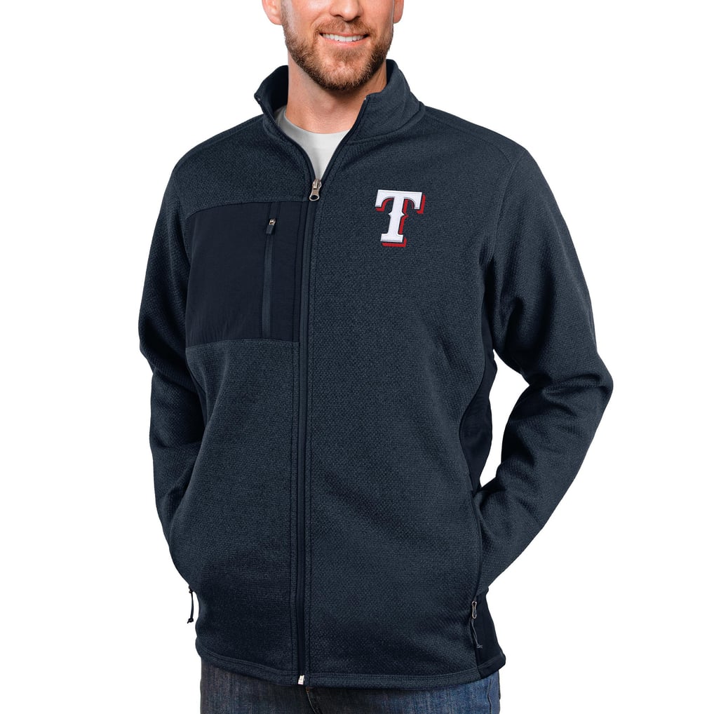 Texas Rangers Antigua Course Full-Zip Jacket - Heathered Navy