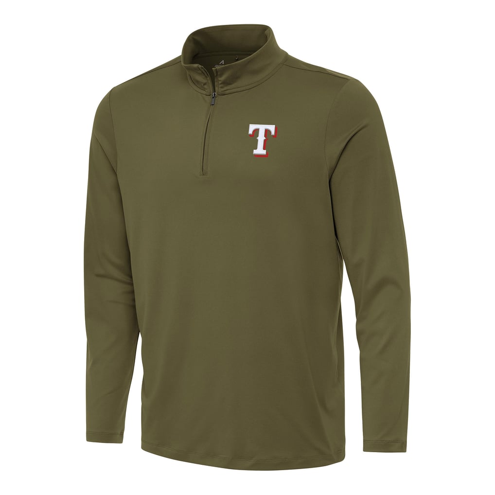 Texas Rangers Antigua Reprocess Quarter-Zip Top - Olive