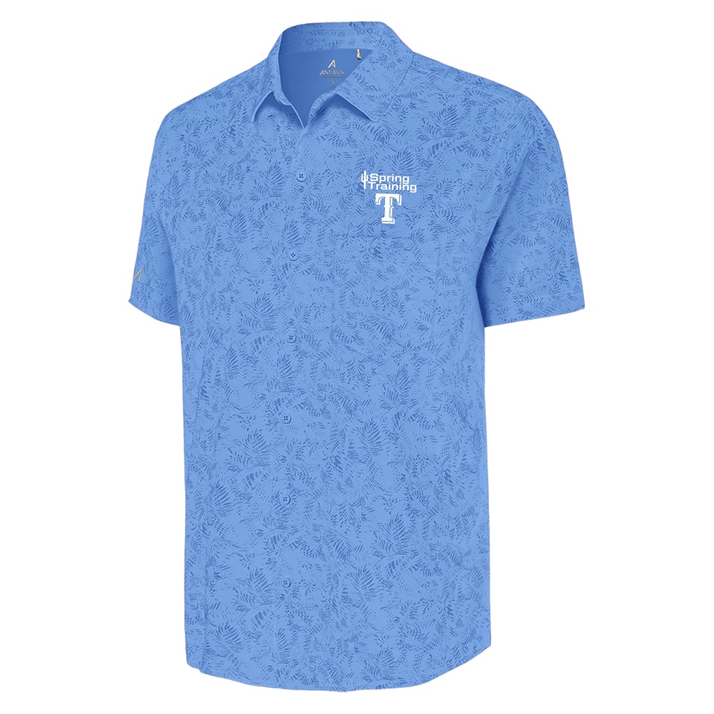 Texas Rangers Antigua Cactus Spring Training Lush Button-Up Shirt - Powder Blue