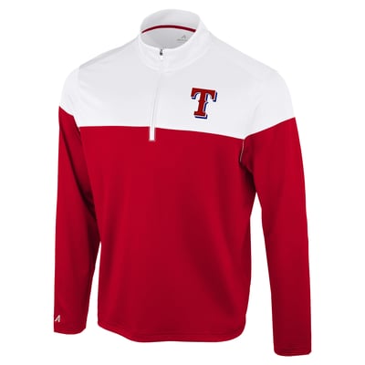 Texas Rangers Antigua Hinder Quarter-Zip Pullover - Red/White