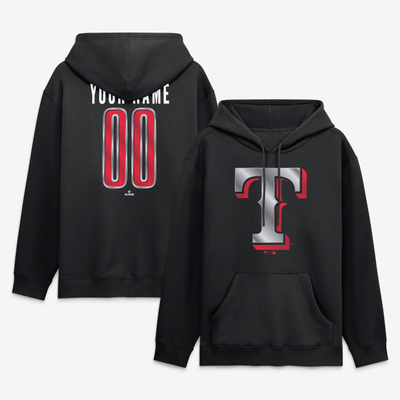 Texas Rangers Big & Tall Forged Mascot Personalized Name & Number Hoodie - Black