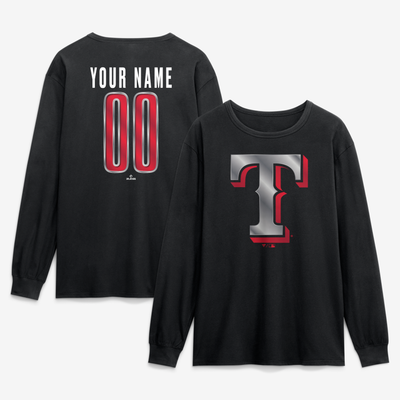 Texas Rangers  Forged Mascot Personalized Name & Number Long Sleeve T-Shirt - Black