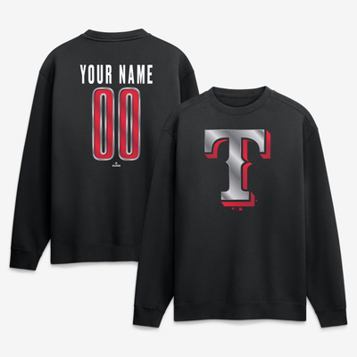 Texas Rangers  Forged Mascot Personalized Name & Number Sweatshirt - Black