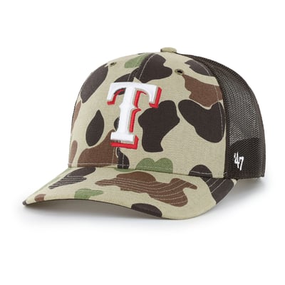 Texas Rangers Carhartt x '47 Duck Adjustable Trucker Hat - Camo