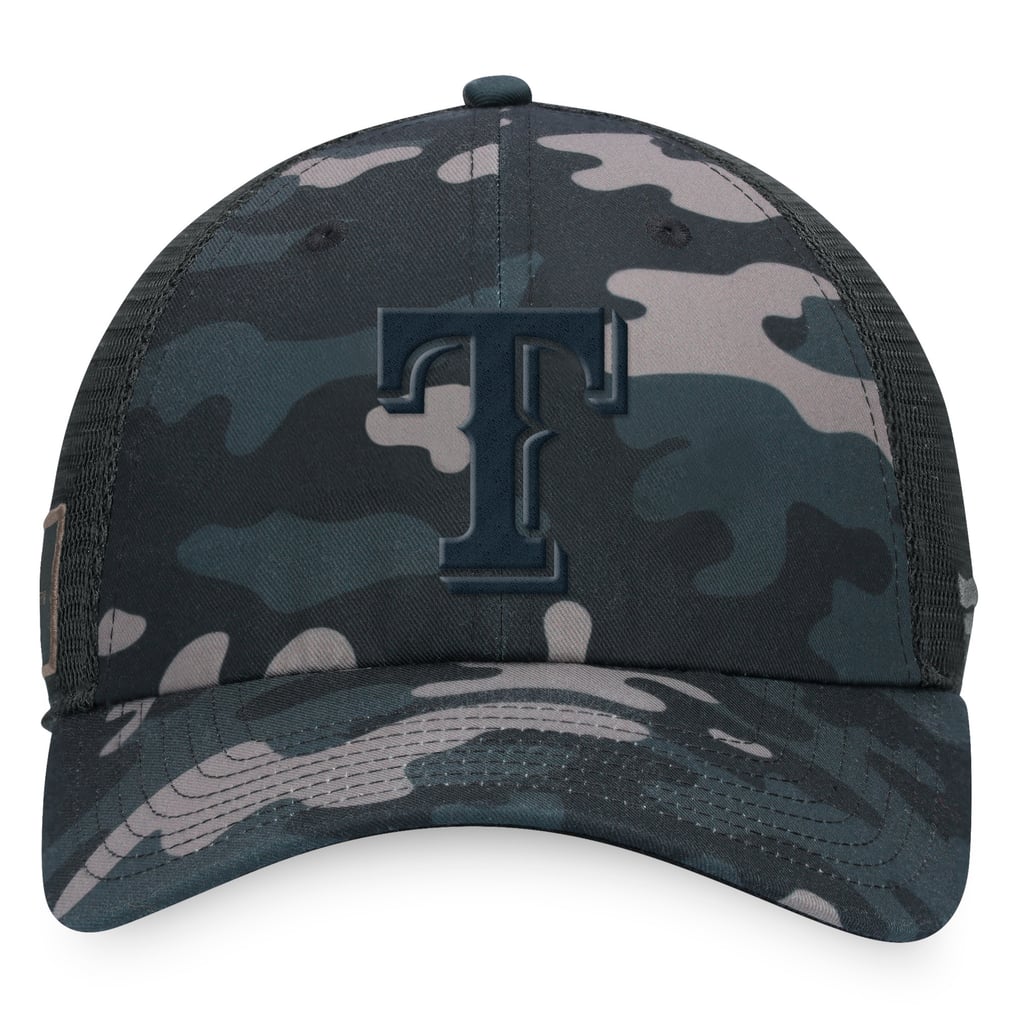 Men's Texas Rangers Fanatics Black Camo Trucker Adjustable Hat