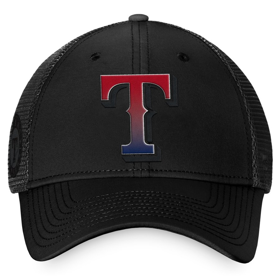 Men's Texas Rangers Fanatics Black Color Fade Trucker Snapback Hat