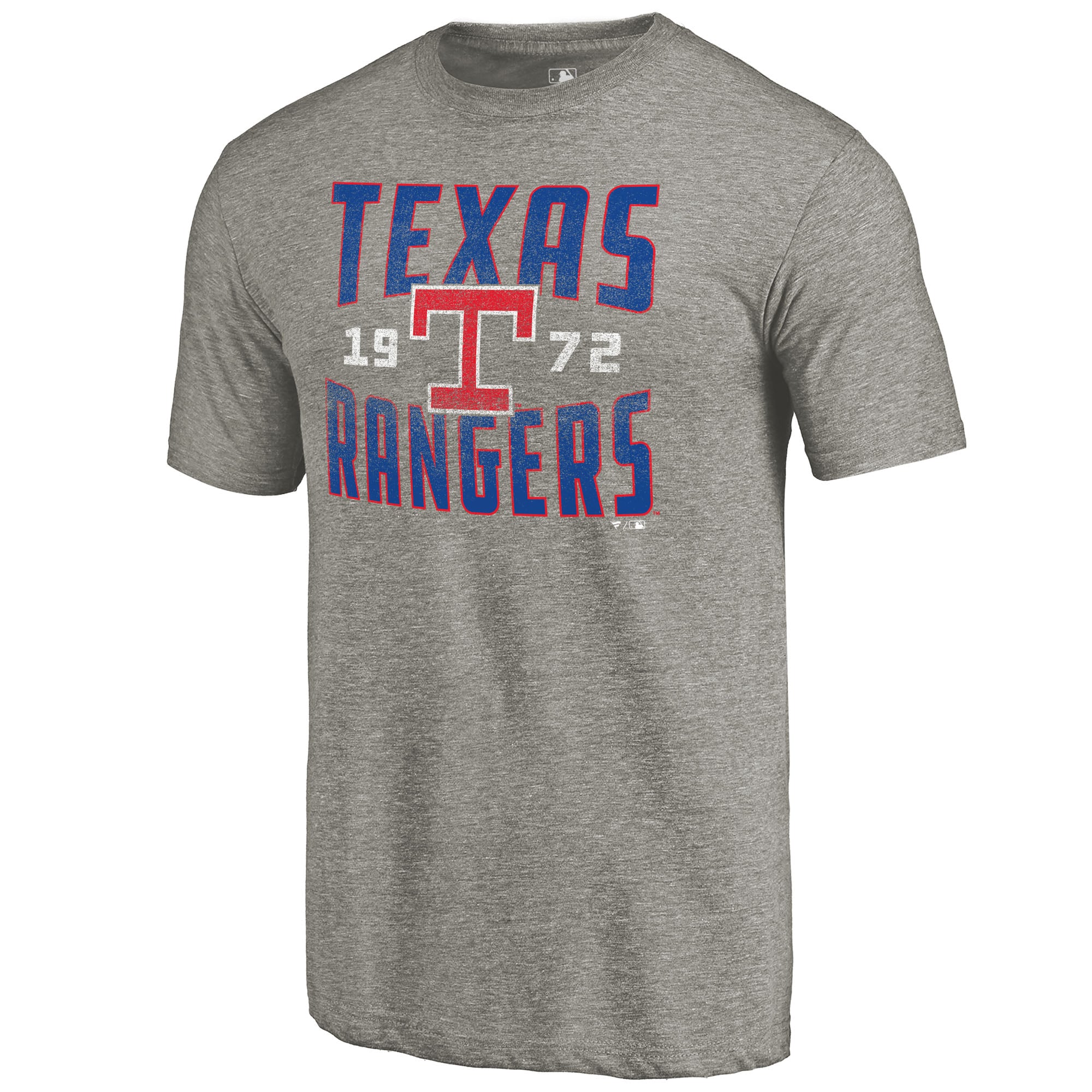 Men's Texas Rangers Fanatics Heathered Gray Antique Stack Tri-Blend T-Shirt