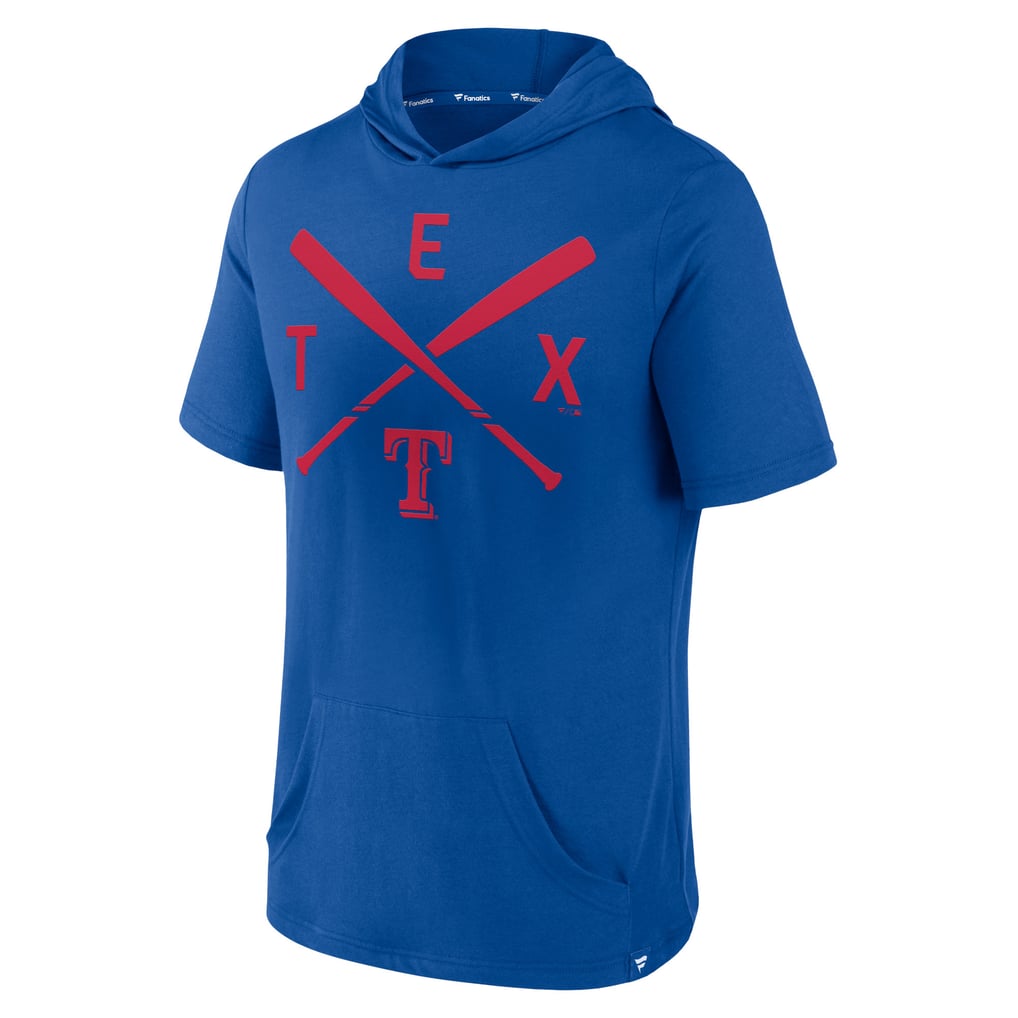 Men's Texas Rangers Fanatics Royal Iconic Rebel Short Sleeve Hooded Top