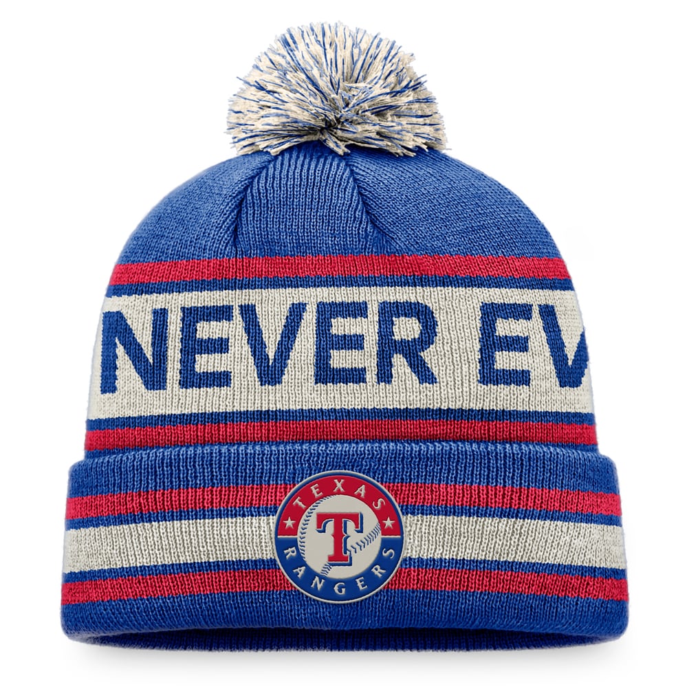 Men's Texas Rangers Fanatics Royal/Natural Hometown Slogan Cuffed Knit ...