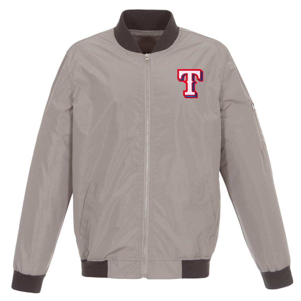 Texas Rangers JH Design Lightweight Nylon Bomber Jacket - Gray
