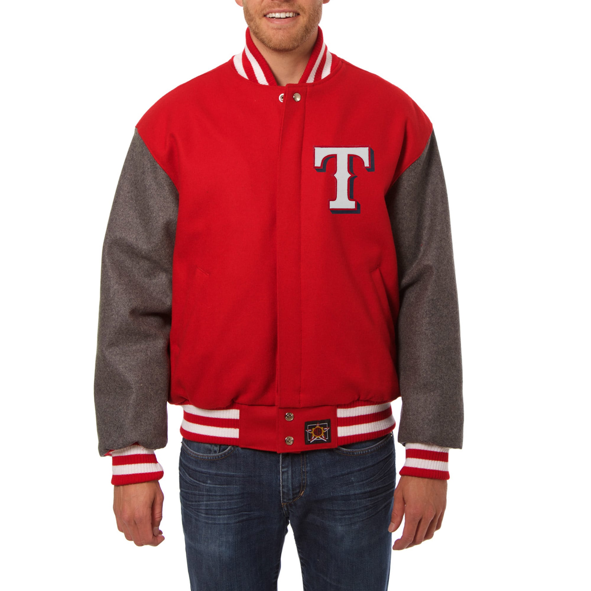 Men's Texas Rangers JH Design Red/Gray Two-Tone Wool Jacket