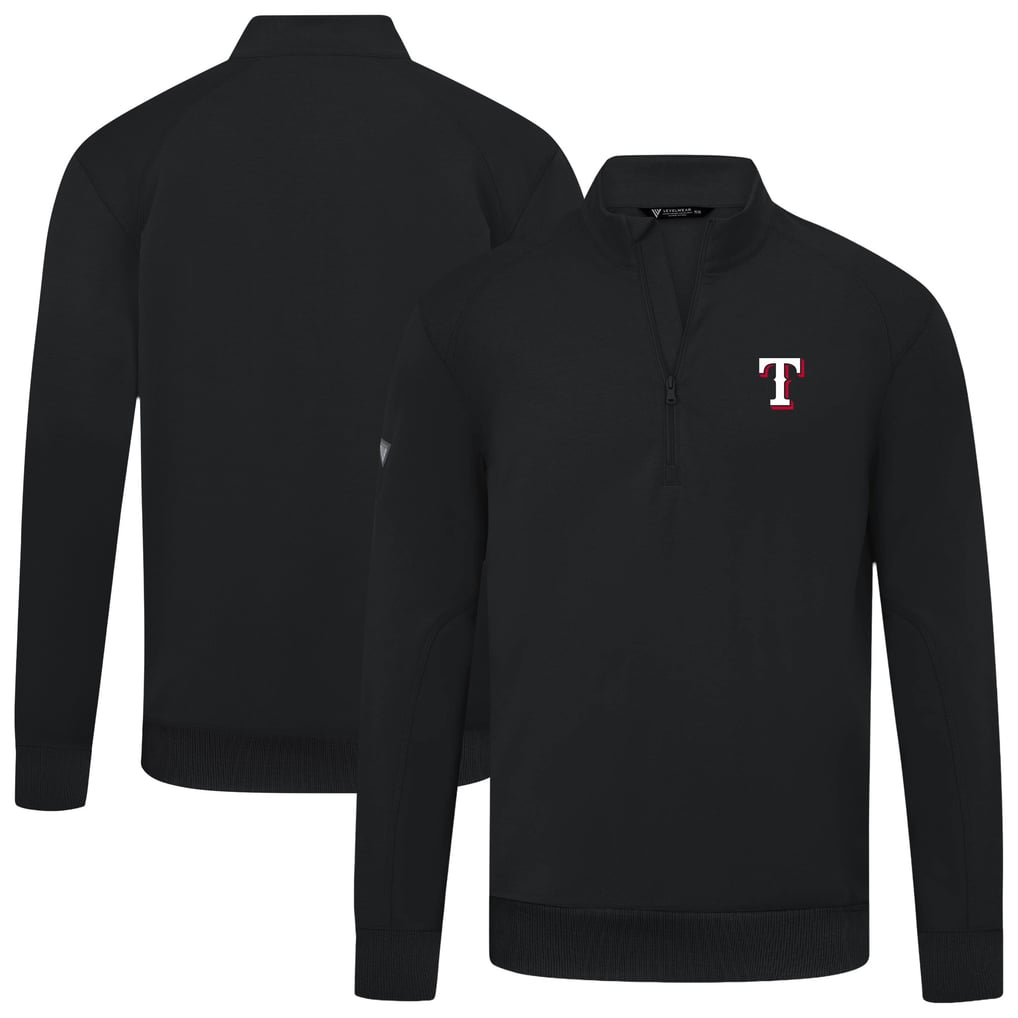  Texas Rangers Levelwear Upright Insignia Tri-Blend Quarter-Zip Pullover - Black
