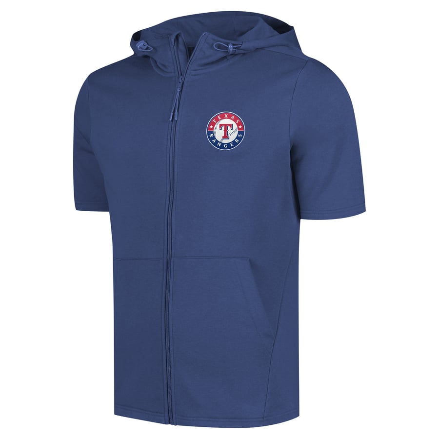 Men's Texas Rangers Levelwear Royal Recruit Short Sleeve Full-Zip Hoodie