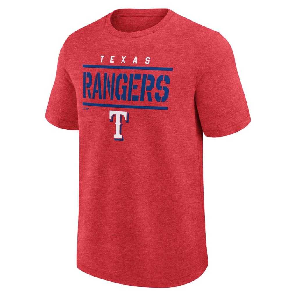 Men's Texas Rangers Logo Athletic Heather Red Top Notch T-Shirt