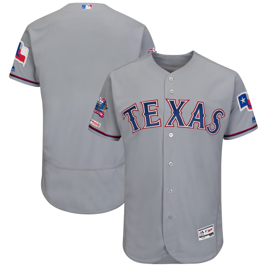 Texas Rangers 34 Patch Men's Texas Rangers Majestic Gray Road Final Season Stadium Patch ...