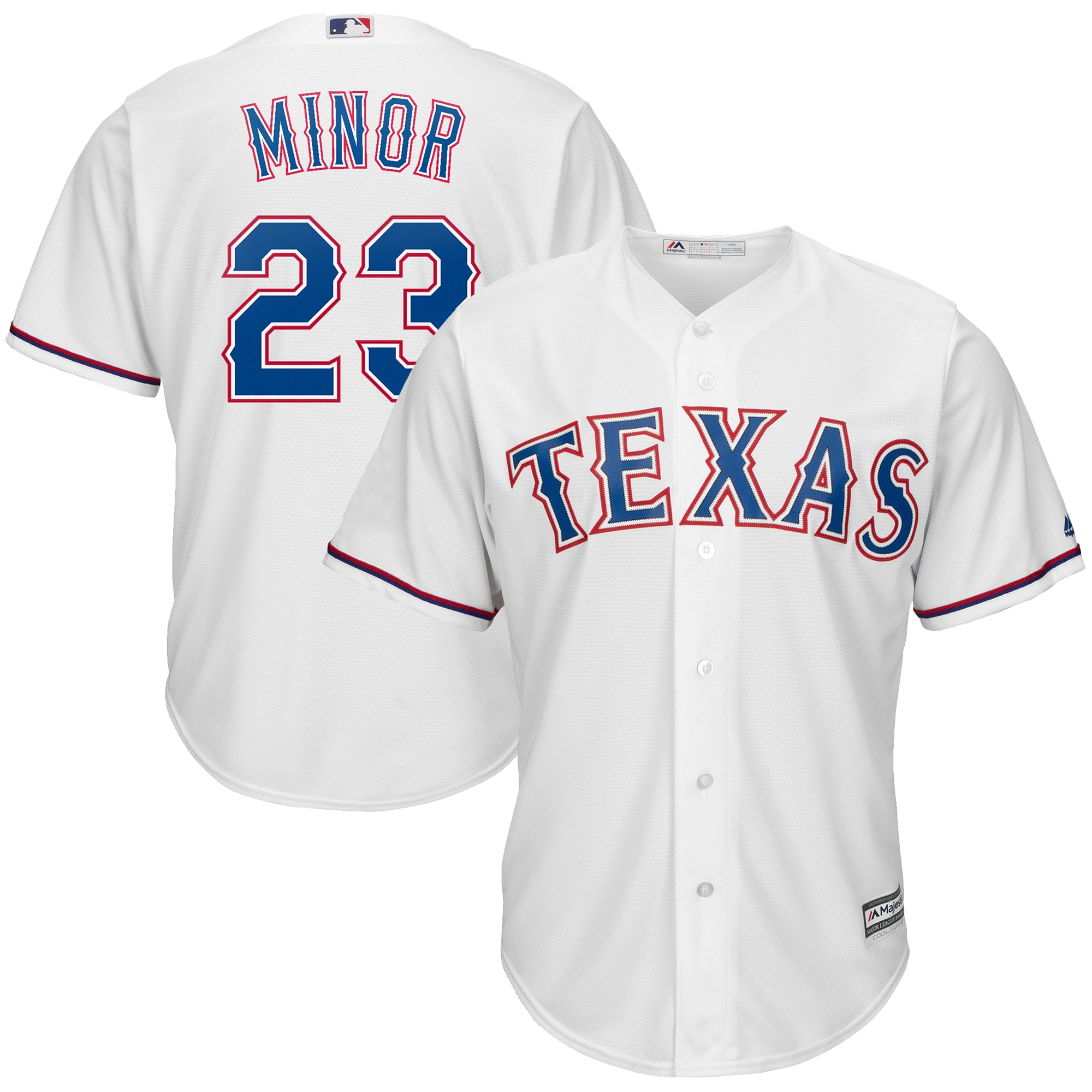 Men's Texas Rangers Mike Minor Majestic White Official Cool Base