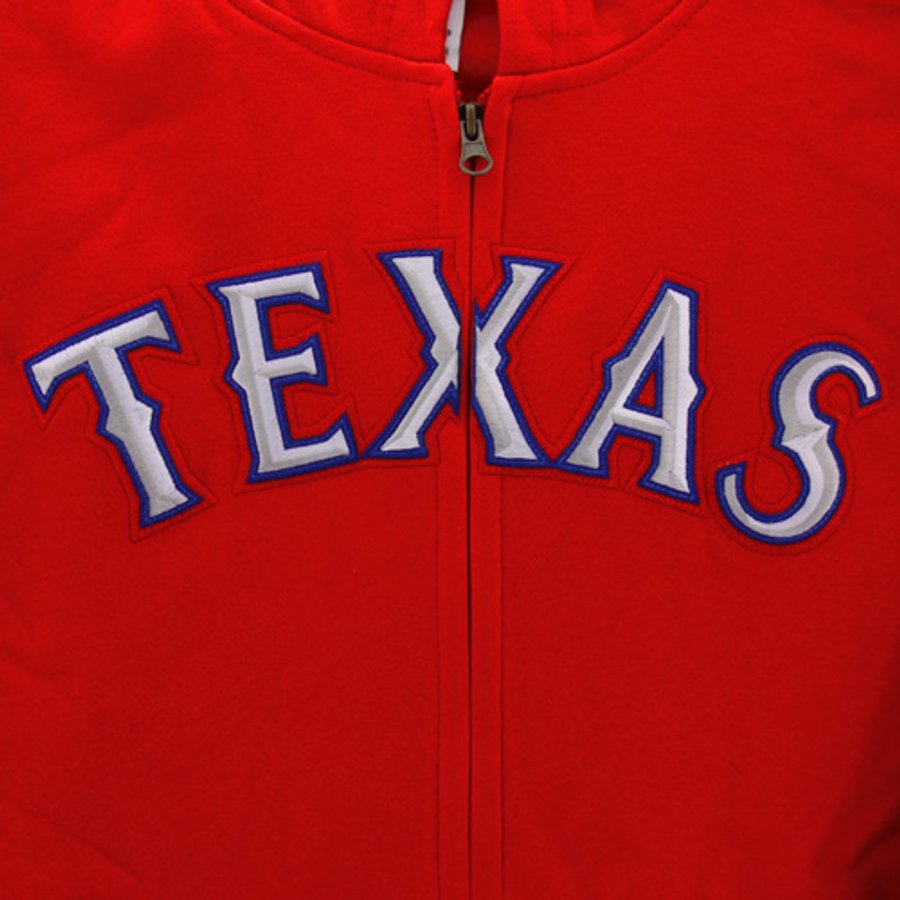 Men's Texas Rangers Majestic Red Shutout Full Zip Hooded Fleece
