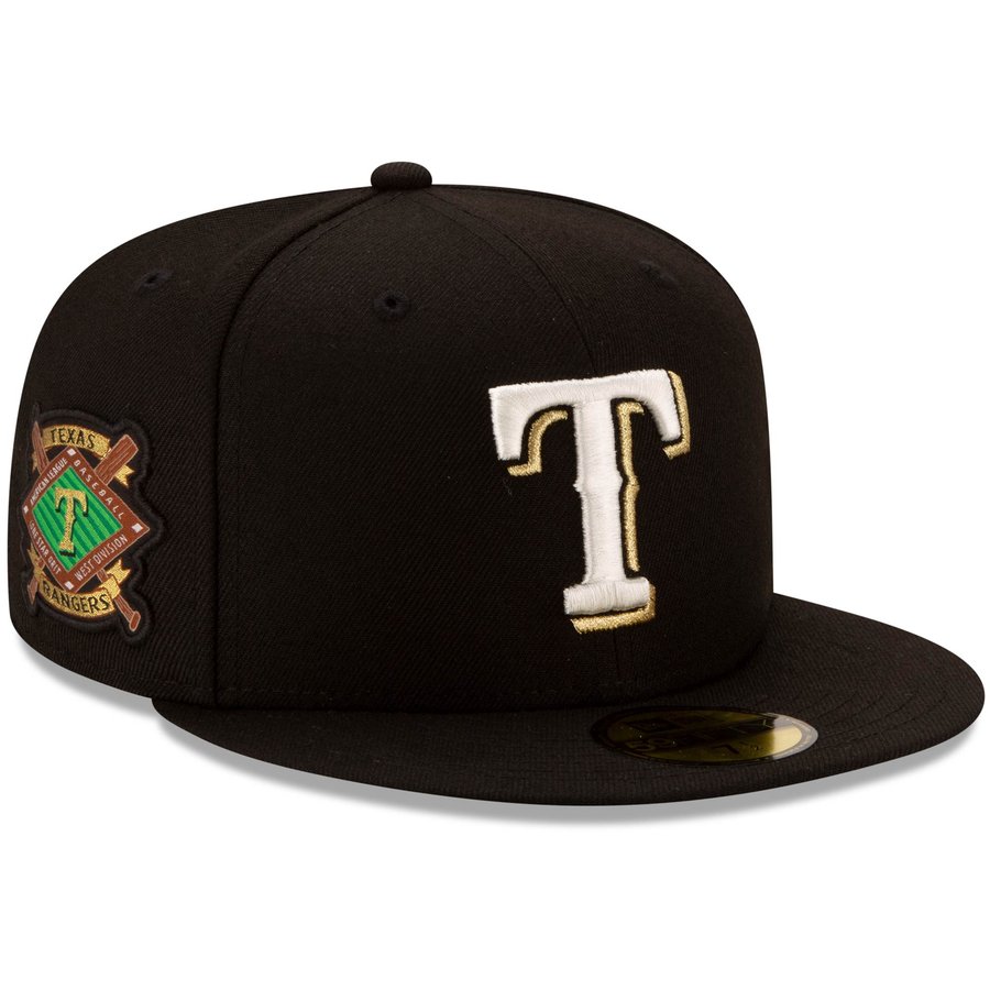 Texas Ranger Pach Men's Texas Rangers New Era Black AKA Patch 59FIFTY Fitted Hat