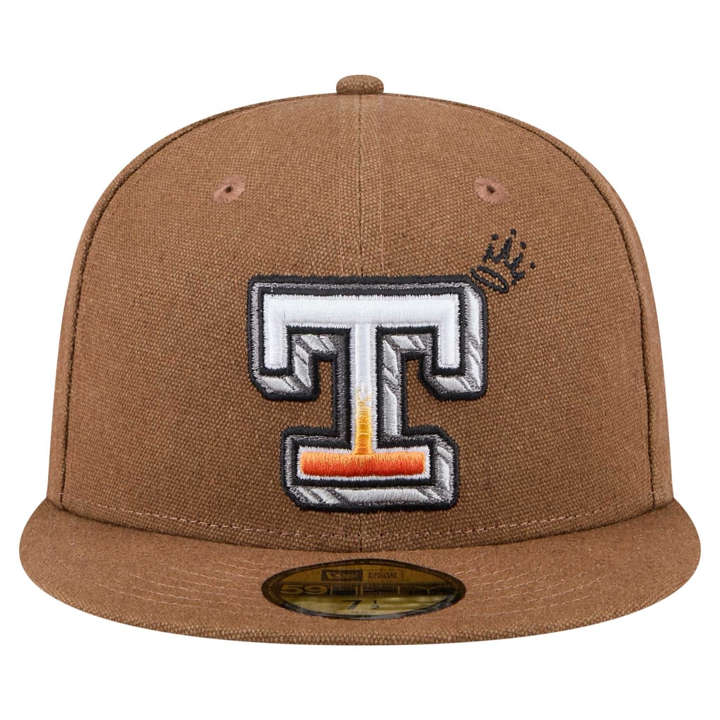 Men's Texas Rangers New Era Brown Logo Scribble 59FIFTY Fitted Hat