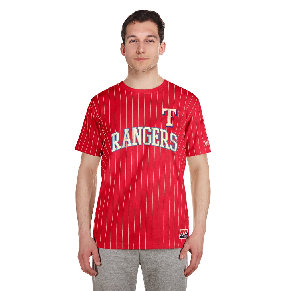 Men's Texas Rangers New Era Red Throwback Pinstripe T-Shirt