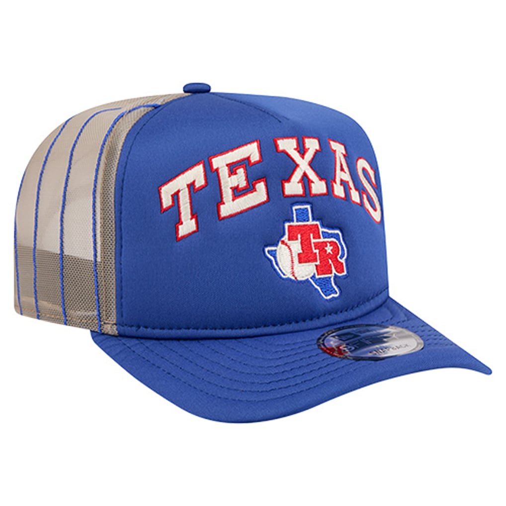 Texas Rangers New Era Vintage Arched Foam Front 9FIFTY A-Frame Adjustable Trucker Hat - Royal