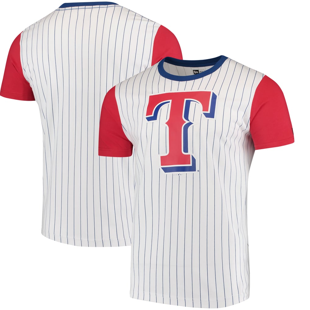 Men's Texas Rangers New Era White/Red Pinstripe Baseball T-Shirt