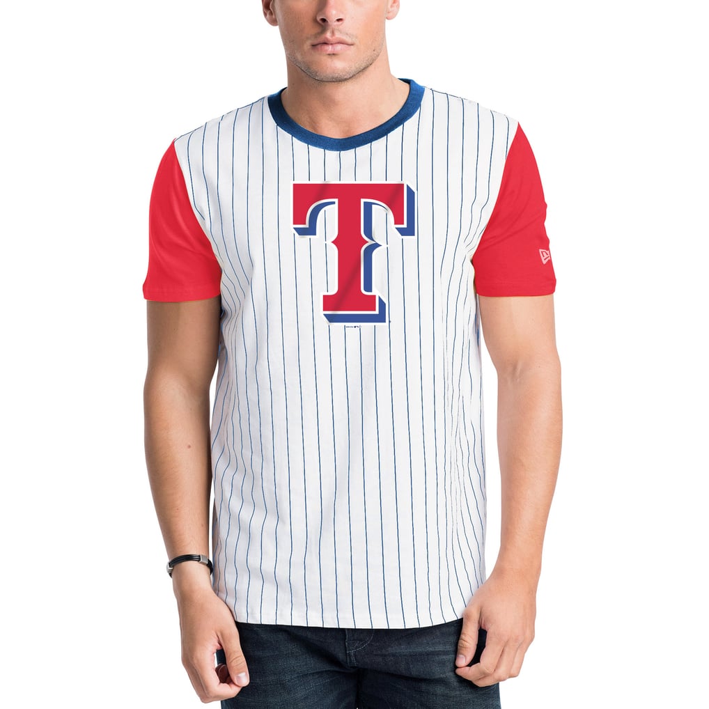 Men's Texas Rangers New Era White/Red Pinstripe Baseball T-Shirt