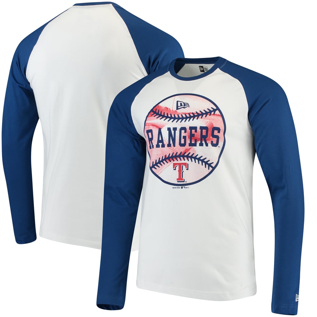 Men's Texas Rangers New Era White/Royal Raglan Long Sleeve T-Shirt