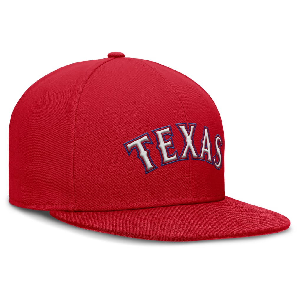 Texas Rangers Nike Wordmark Dri-FIT Round Bill True Fitted Hat - Red