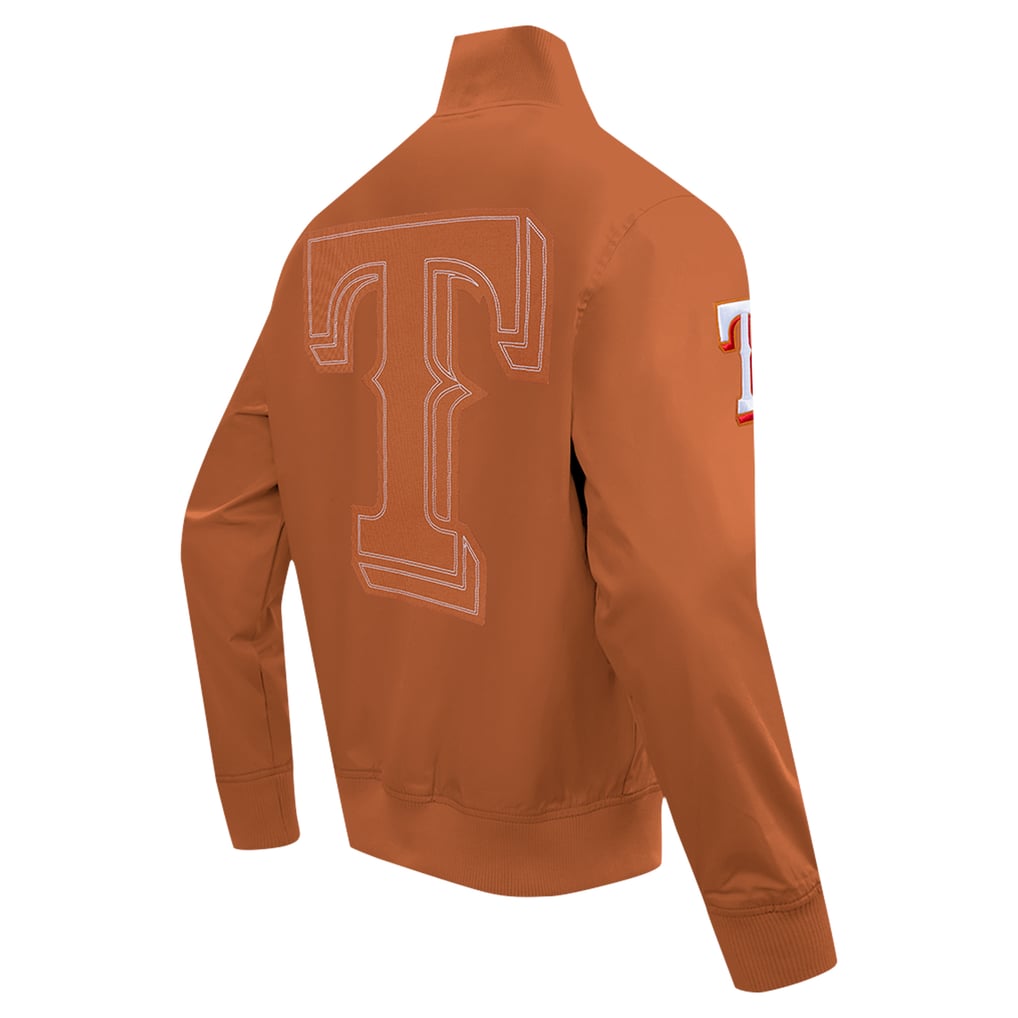 Men's Texas Rangers Pro Standard Brown Paint The City Twill Full-Zip Jacket
