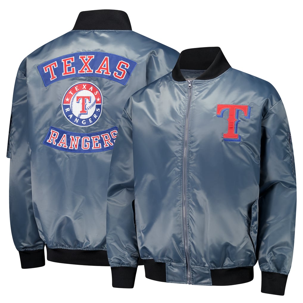 Texas Rangers Profile Big & Tall Full-Zip Bomber Jacket - Gray