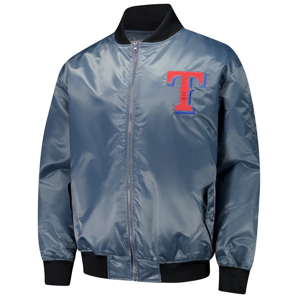 Texas Rangers Profile Big & Tall Full-Zip Bomber Jacket - Gray
