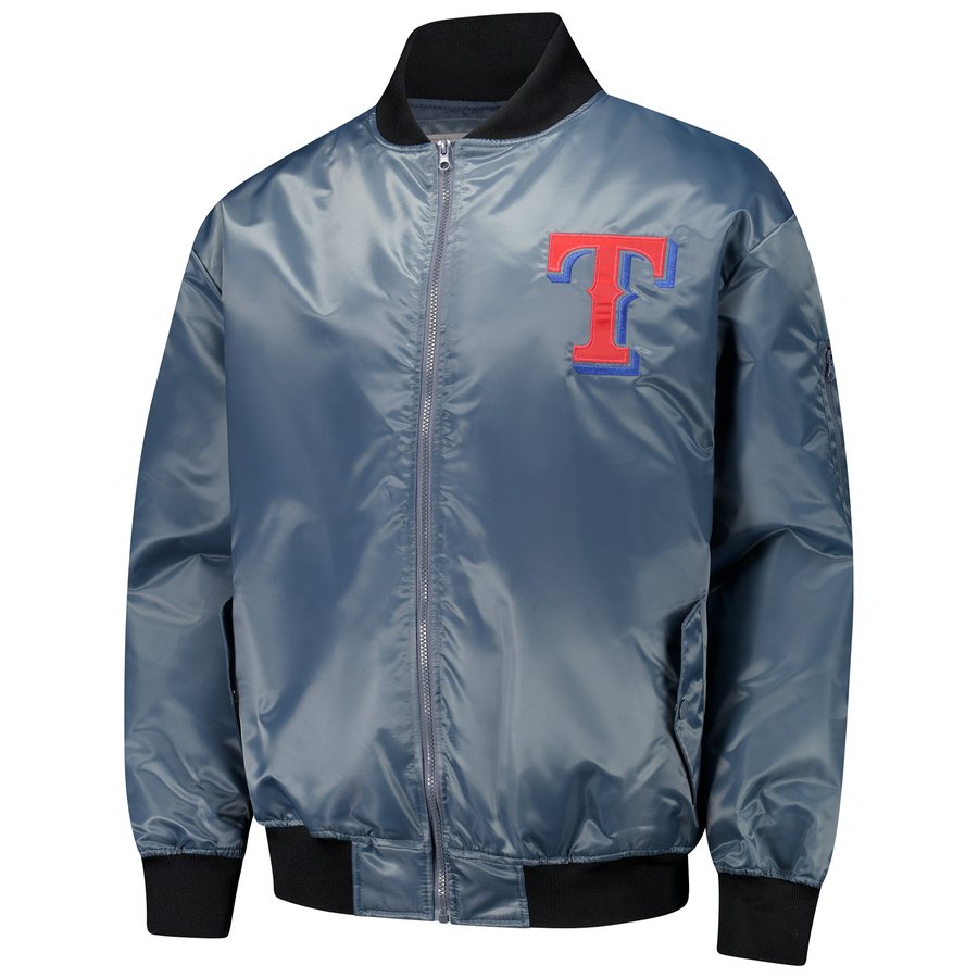 Men's Texas Rangers Profile Gray Big & Tall Full-Zip Bomber Jacket