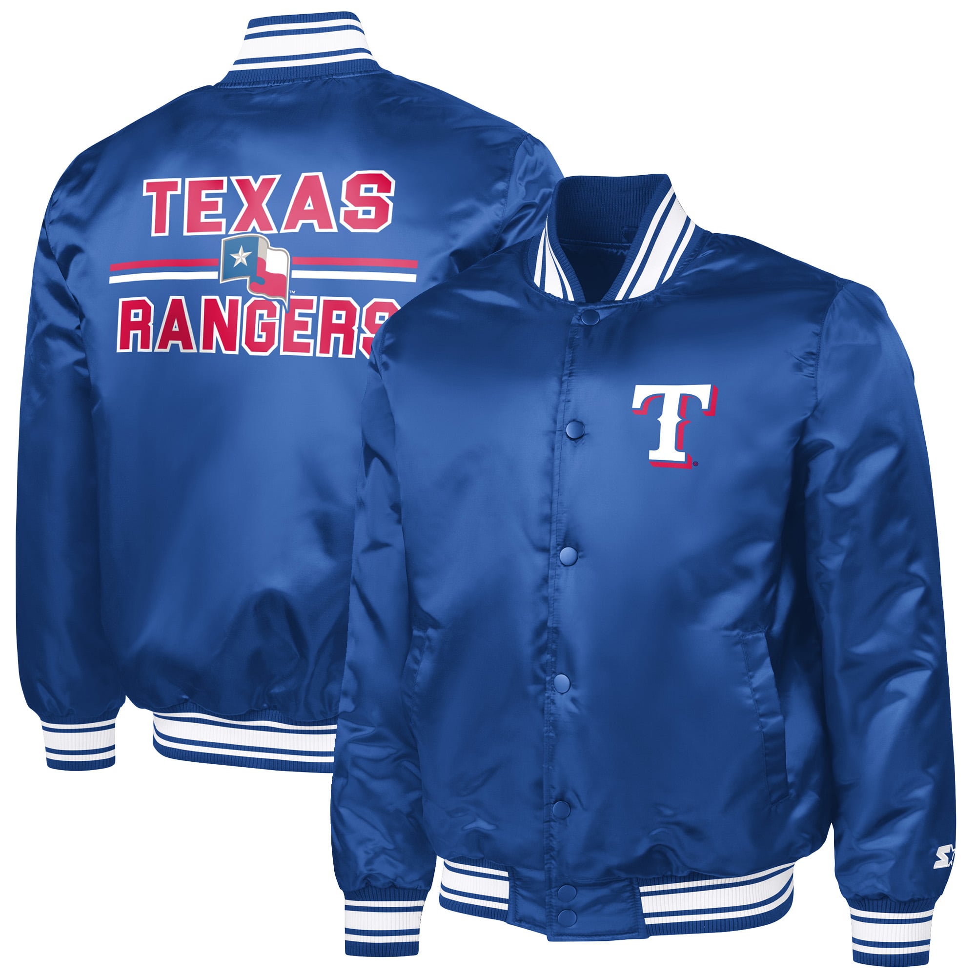 Texas Rangers Starter Printed Logo Varsity Full-Snap Satin Jacket 