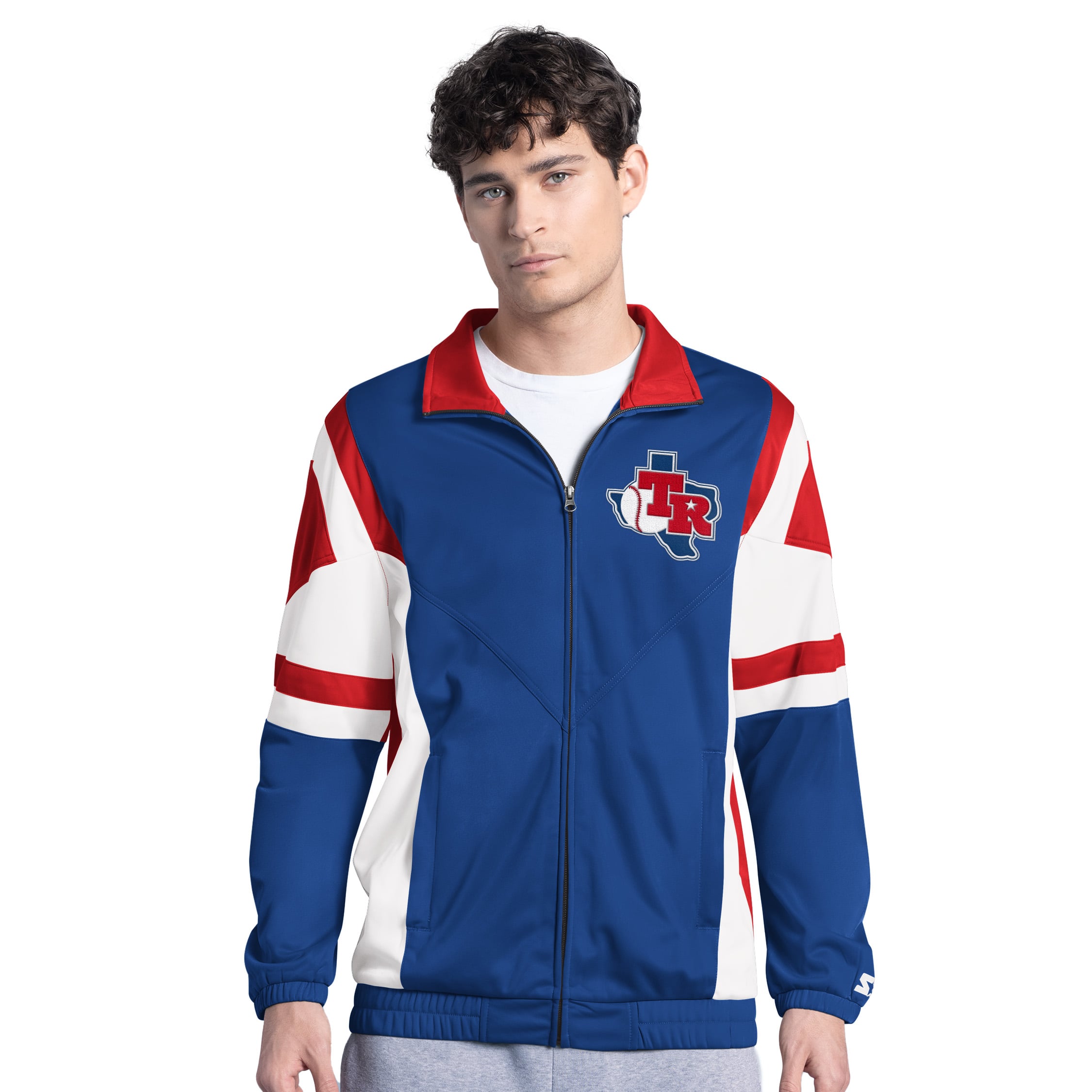 Men's Texas Rangers Starter Royal/Red Contender Tricot Full-Zip Track ...