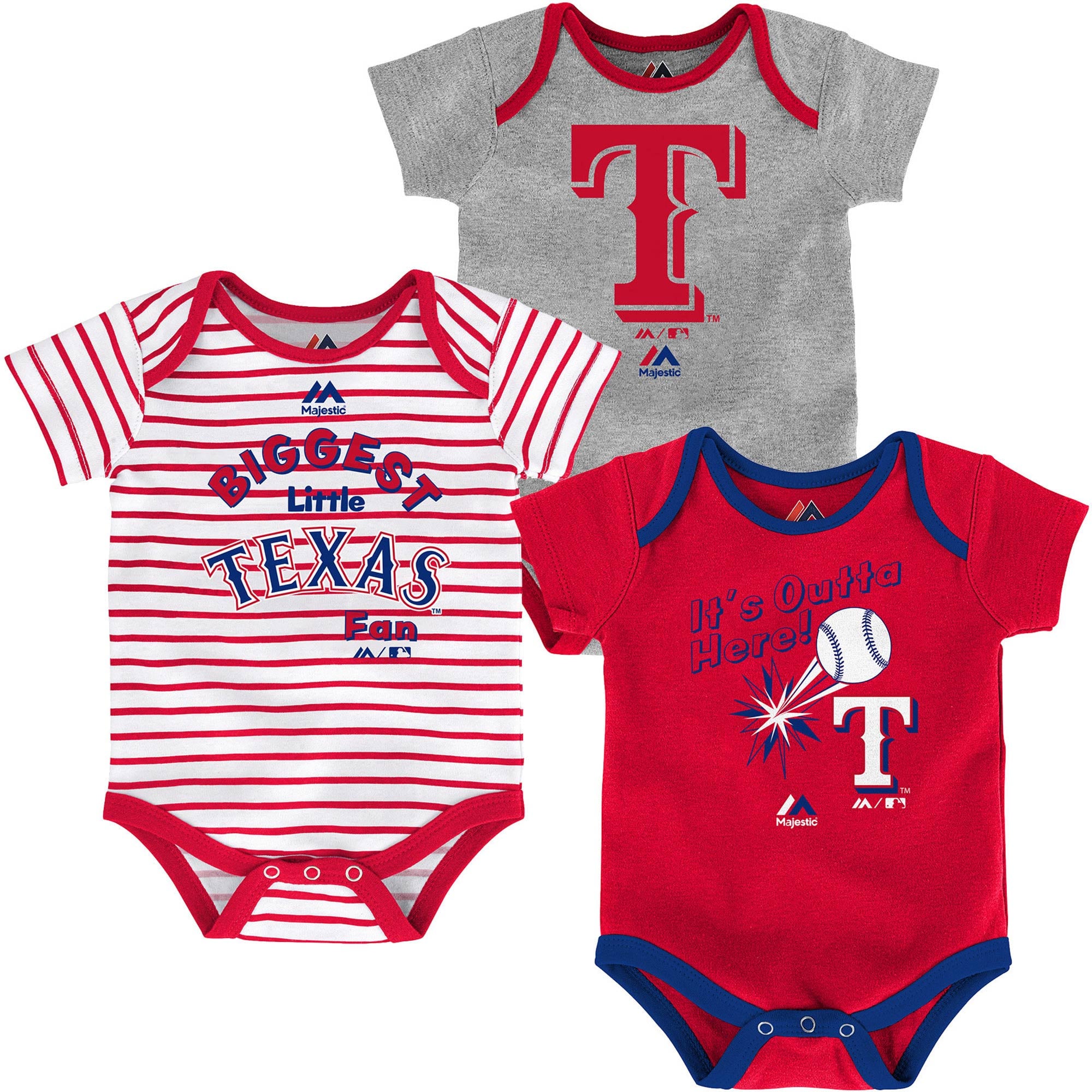 Newborn & Infant Texas Rangers Majestic Gray/Red/White Home Run 3-Pack ...