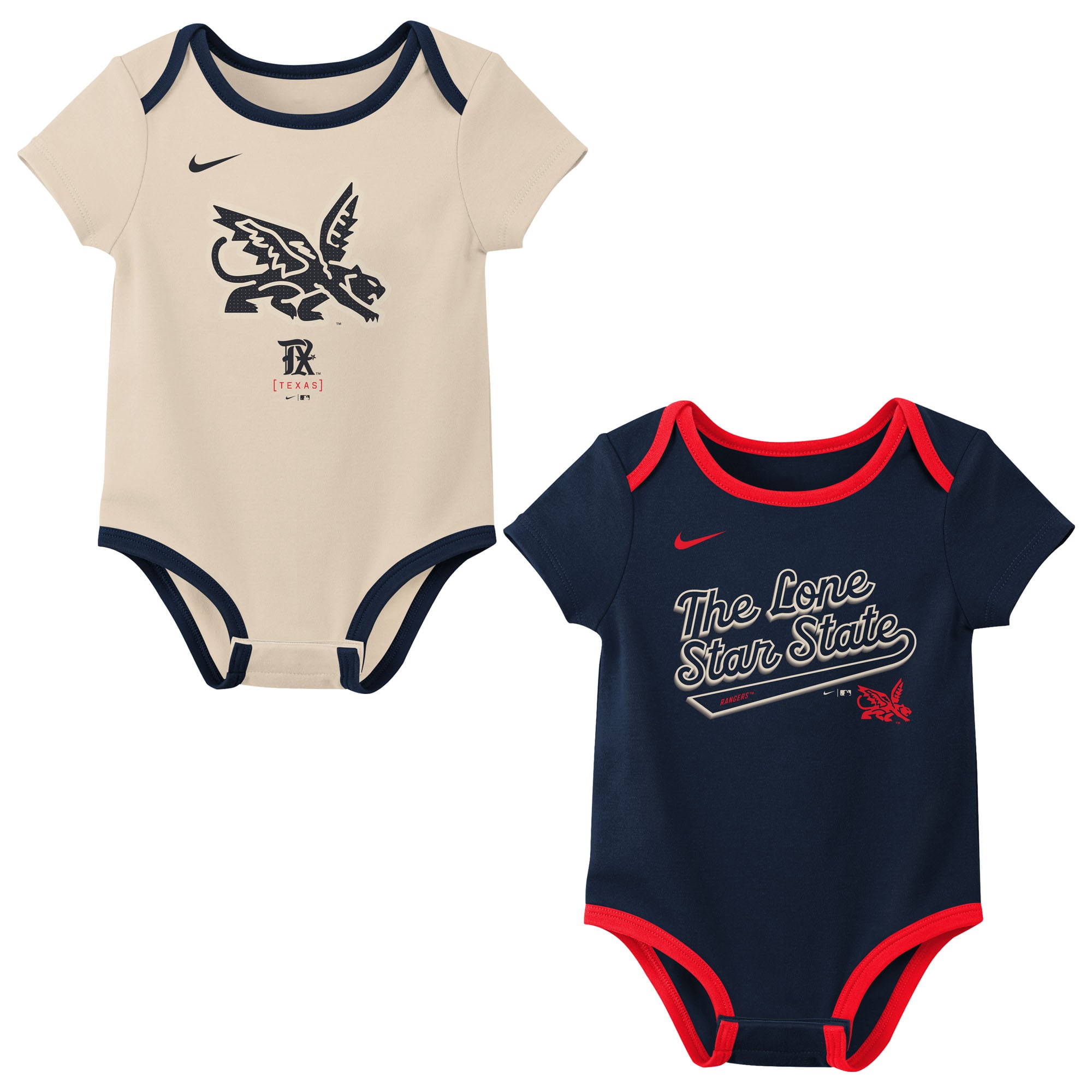 Newborn Texas Rangers Nike Cream Two-Piece Bodysuit Set