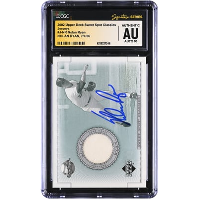 Nolan Ryan Texas Rangers Autographed 2002 Upper Deck Sweet Spot Classics Jerseys #J-NR CGC Fanatics Witnessed Authenticated AUTO 10 Card