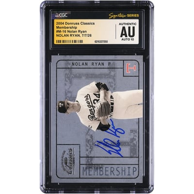 Nolan Ryan Texas Rangers Autographed 2004 Donruss Classics Membership #M-16 #/2499 CGC Fanatics Witnessed Authenticated AUTO 10 Card