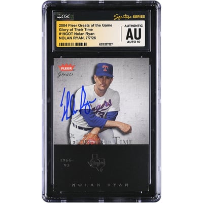 Nolan Ryan Texas Rangers Autographed 2004 Fleer Greats of the Game Glory of Their Time #19GOT #/1989 CGC Fanatics Witnessed Authenticated AUTO 10 Card