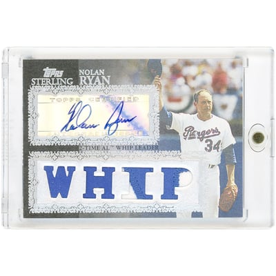 Nolan Ryan Texas Rangers Autographed 2007 Topps Sterling Quad Multi Color Game Used Relics #4SSA-107 #1/1 Card